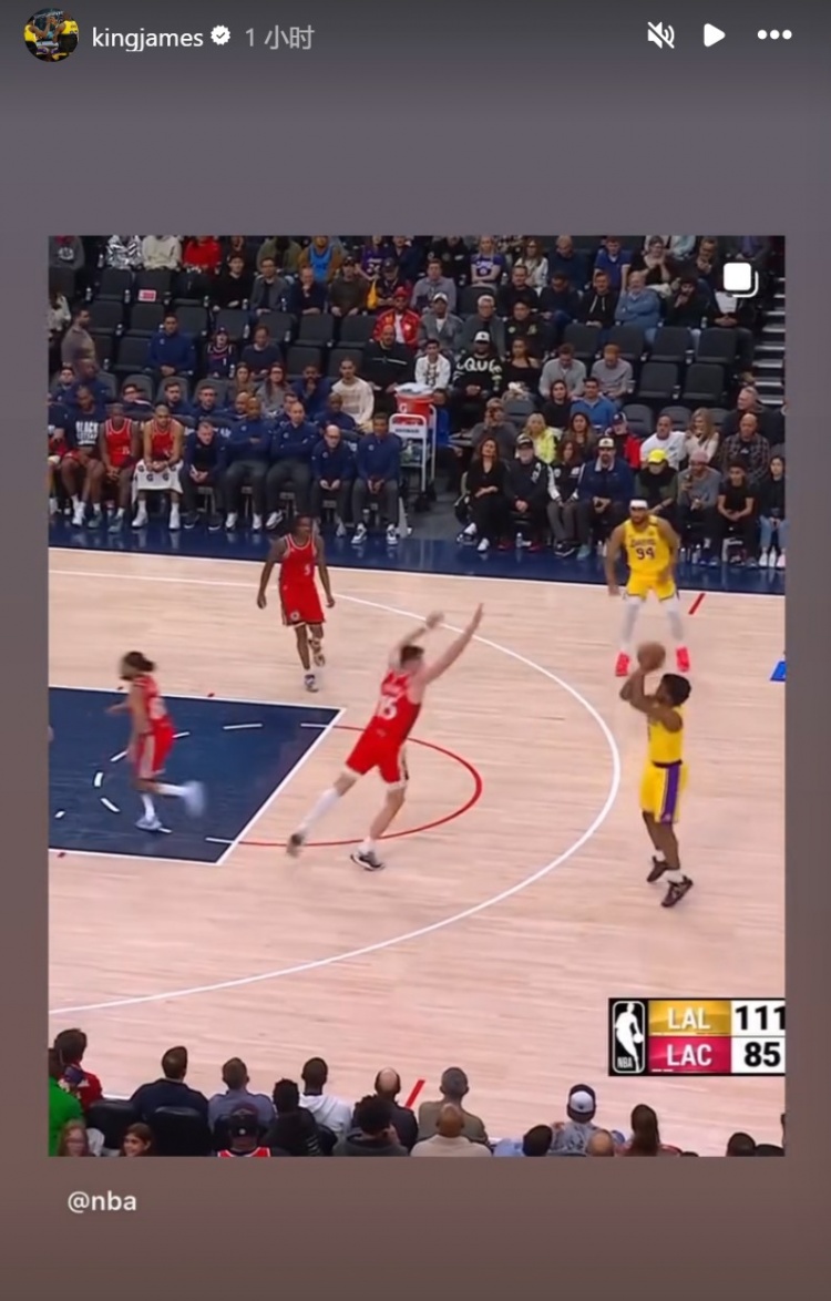  為你驕傲！布朗尼投進NBA生涯首記三分球！詹姆斯賽后轉(zhuǎn)發(fā)