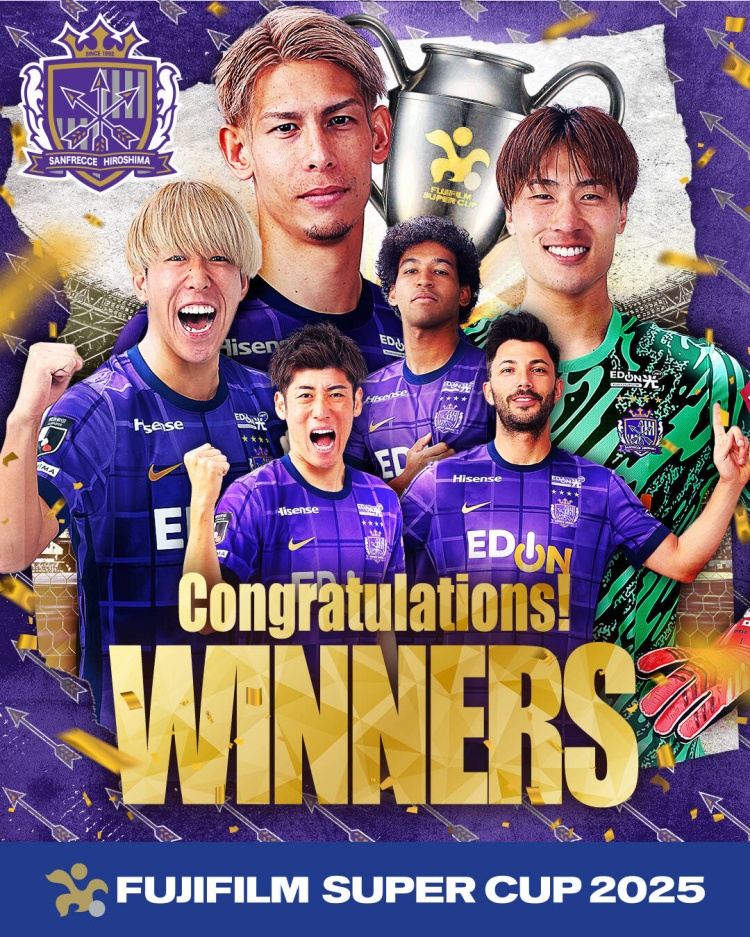  日超杯廣島三箭2-0神戶勝利船奪冠，共53343人現(xiàn)場觀戰(zhàn)創(chuàng)上座紀錄