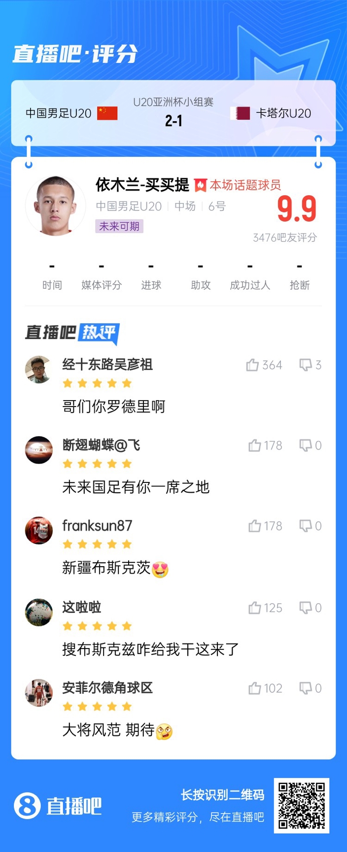  依木蘭+陳澤仕泰山中場連線！19歲依木蘭獲封：新疆布斯克茨！