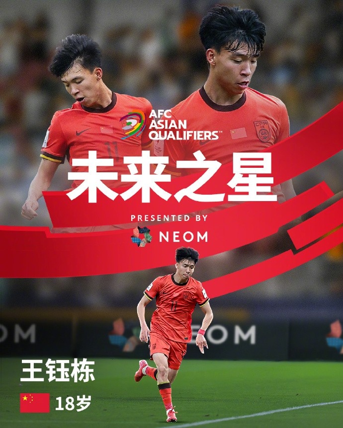  亞洲杯官方社媒發(fā)布王鈺棟個(gè)人海報(bào)：青年軍的旗幟，飄揚(yáng)在前哨