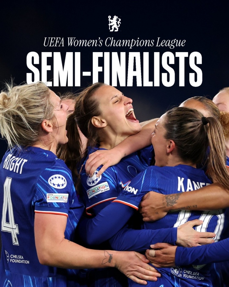  女足歐冠：切爾西3-0曼城&總比分3-2逆轉晉級四強，將對陣巴薩