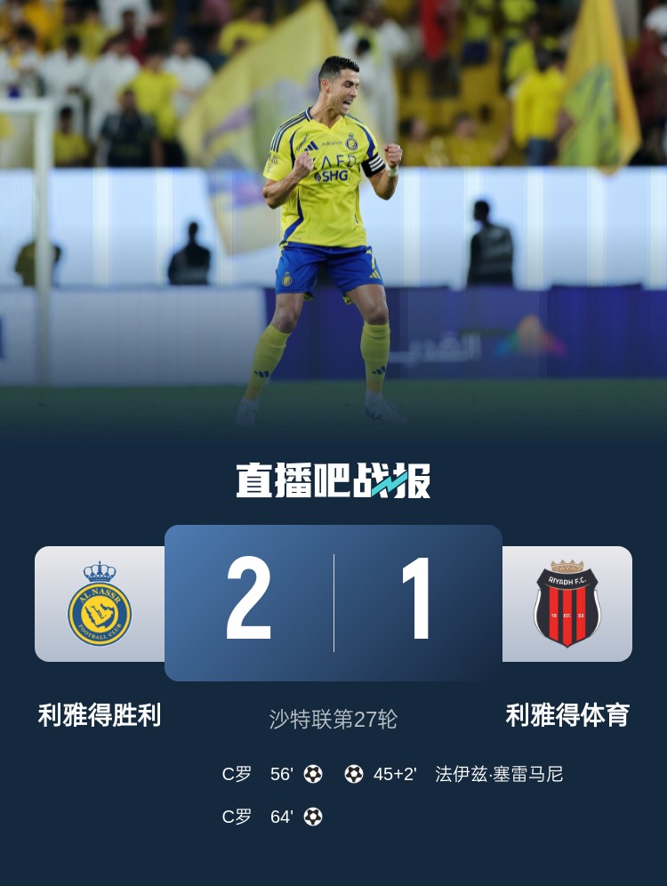  利雅得勝利達(dá)成沙特職業(yè)聯(lián)賽900球里程碑，僅少于新月